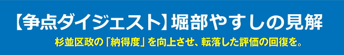 争点ダイジェスト／堀部やすしの見解