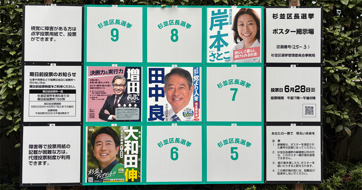 杉並区長選挙2026候補者ポスター